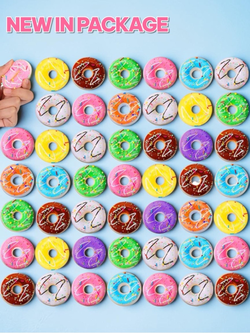 🍩 Jerify 72 Pc Donut Stress Ball Set – Party Favors / Stress Relief Toys